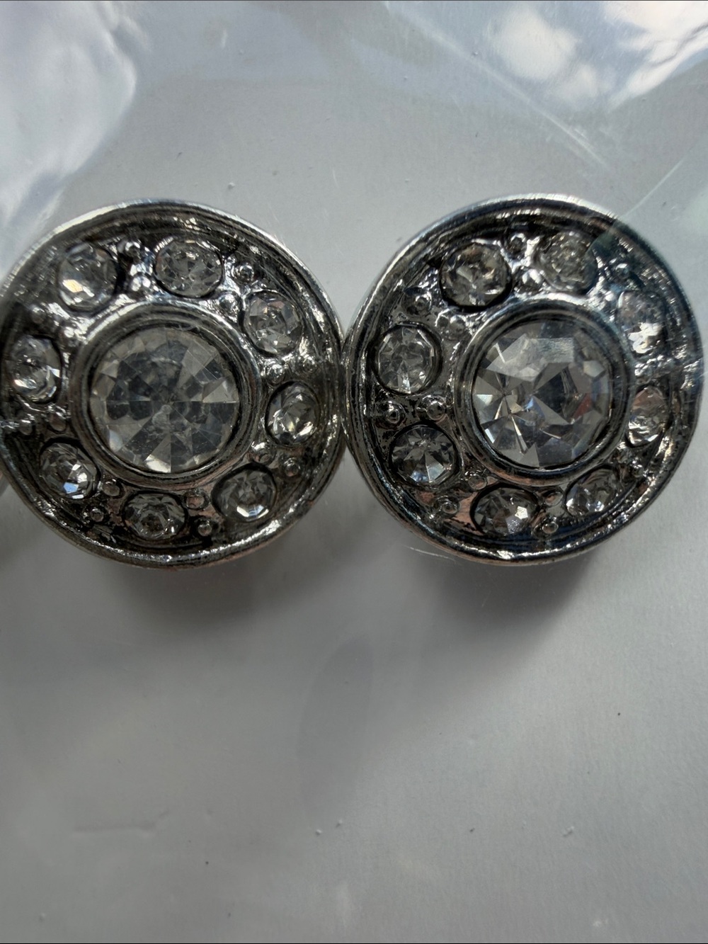 Crystal Round Silver-Tone Stud Earrings